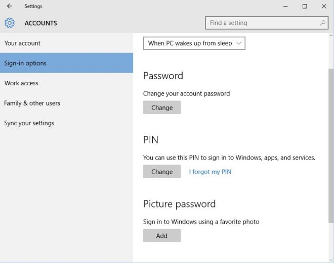 Windows 10 Users Account Pin